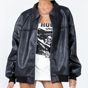 Oversized Leather Bomber Jacket